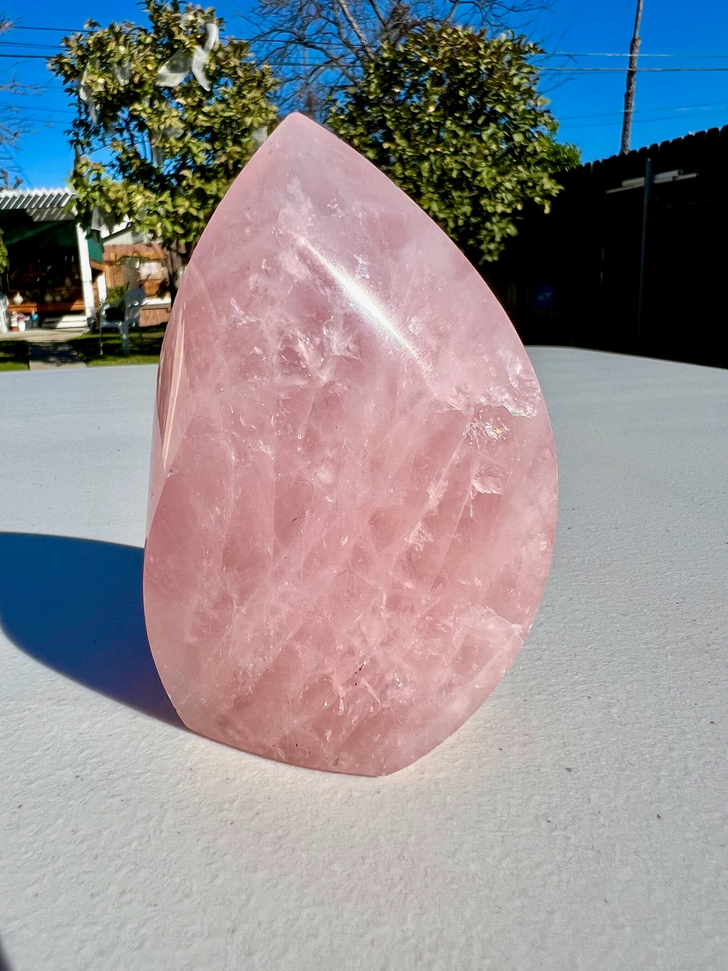 4" High Quality Natural Rose Quartz Crystal Polished Flame