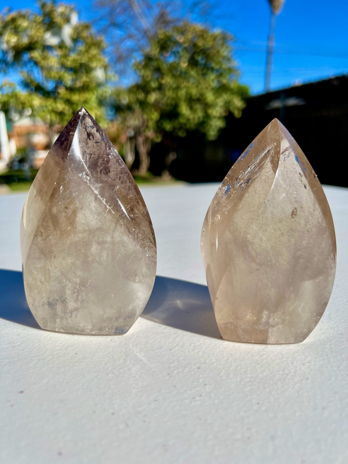 4" High Quality Natural Smoky Quartz Crystal Polished Flame