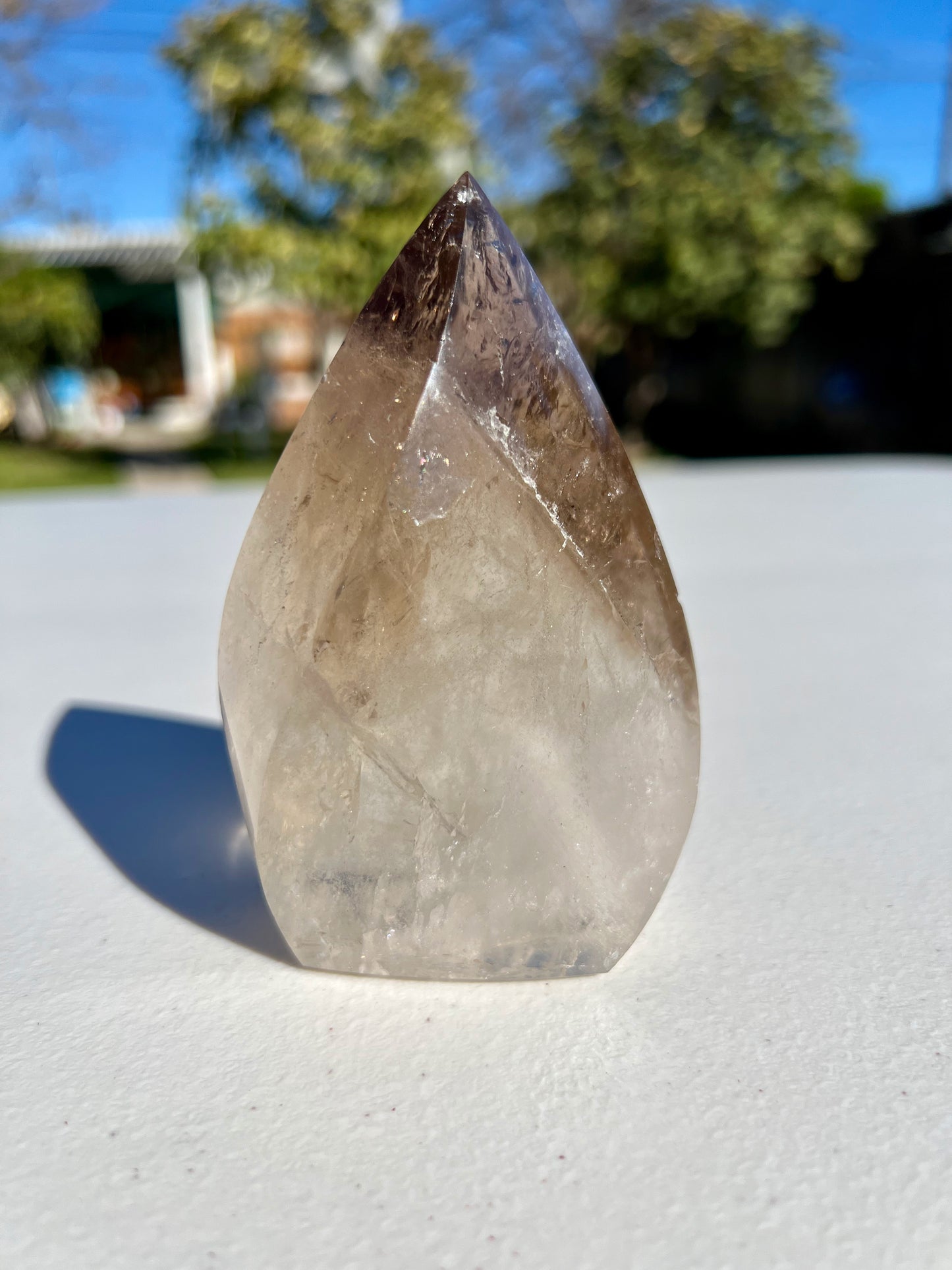 4" High Quality Natural Smoky Quartz Crystal Polished Flame