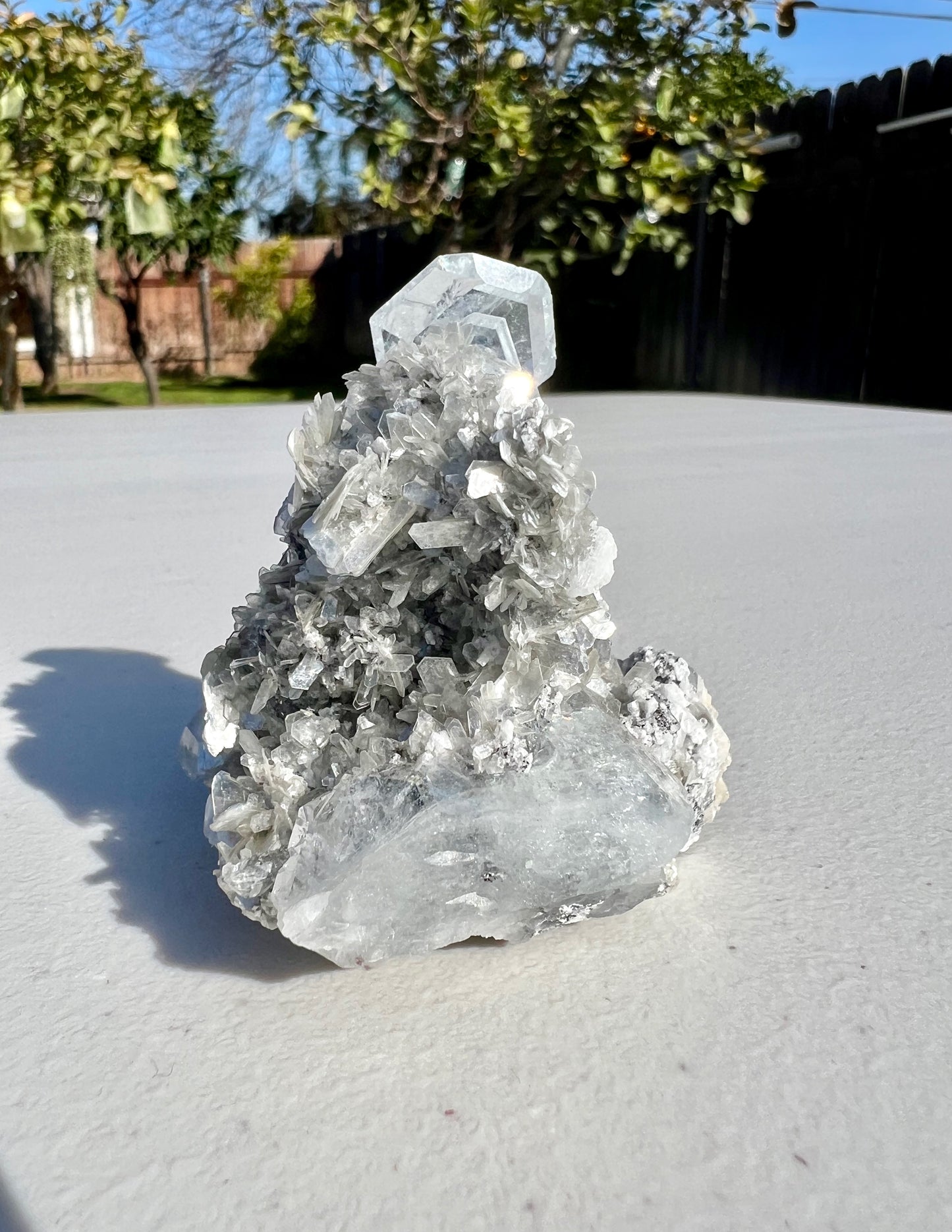 Terminated Gemstone Aquamarine "Phantom" Crystals Cluster Specimen on Muscovite Mica Matrix, 138.6g