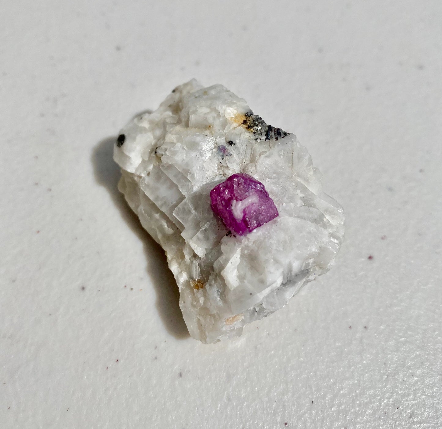 Natural Ruby/Corundum Crystal in Feldspar Matrix Specimen