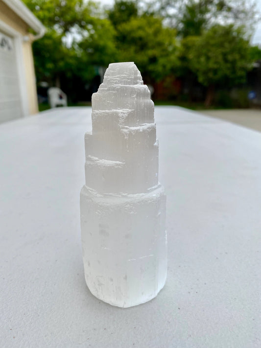 Small SELENITE TOWER Rough 4.5" Crystal