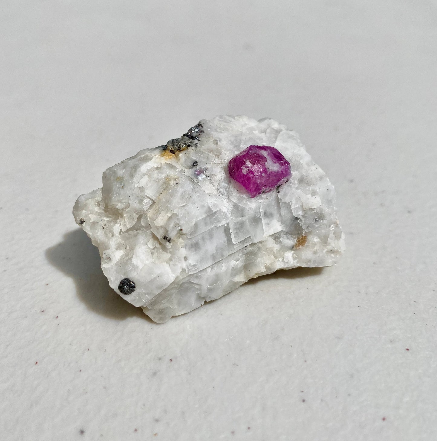 Natural Ruby/Corundum Crystal in Feldspar Matrix Specimen