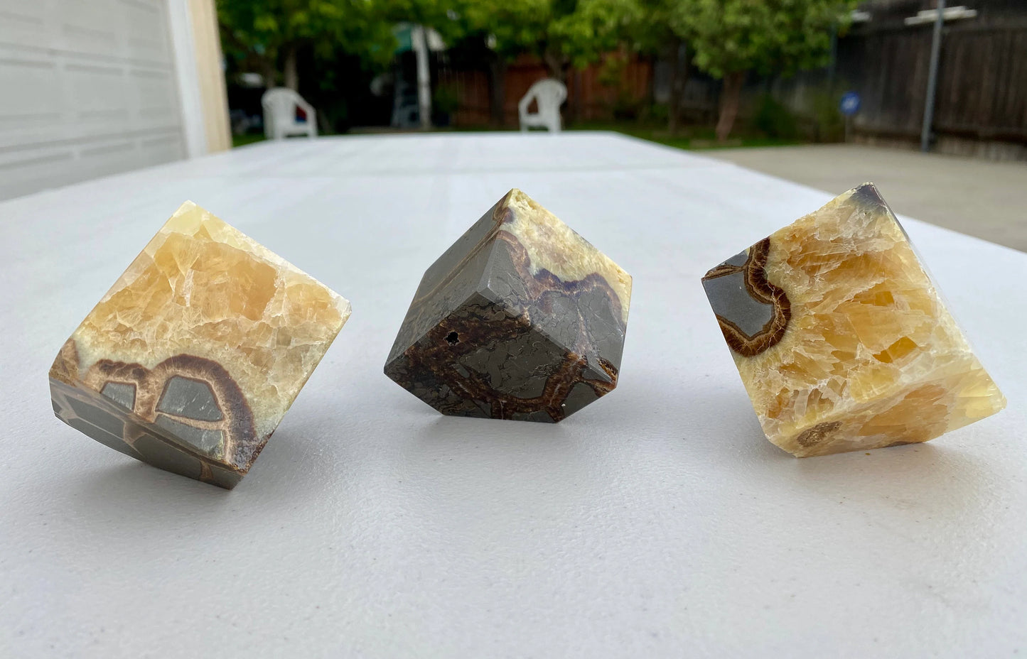 Polished Septarian Aragonite Calcite Limestone Crystal Cubes 2" Self Standing